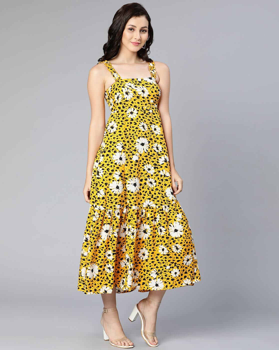 Buy Yellow Dresses for Women by Oxolloxo Online | Ajio.com