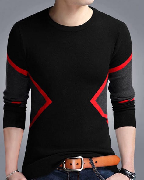 EYEBOGLER Colourblock Full Sleeves T-shirt