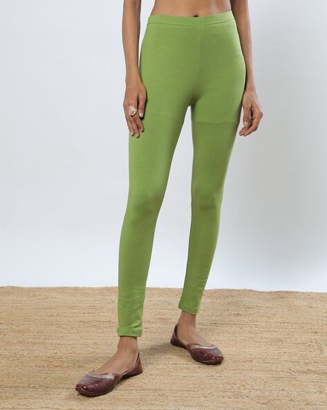 Buy Light Green Solid Knitted Women Tights Online - W for Woman