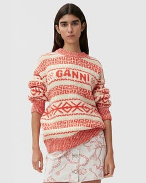 Buy Red White Sweaters Cardigans for Women by Ganni Online