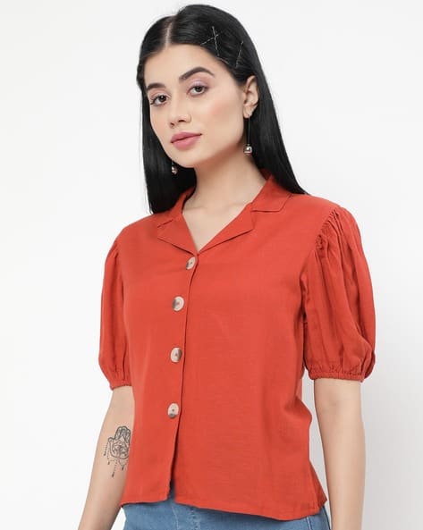 Buy Rust Orange Shirts, Tops u0026 Tunic for Women by ATEESA Online | Ajio.com