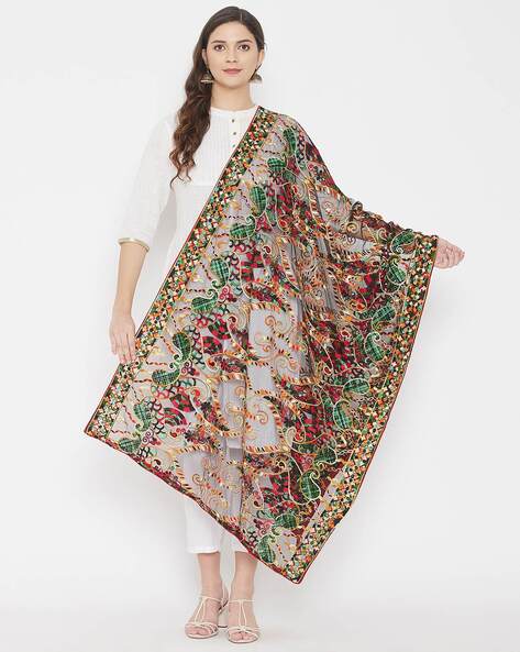 Paisley Embroidered Georgette Dupatta Price in India