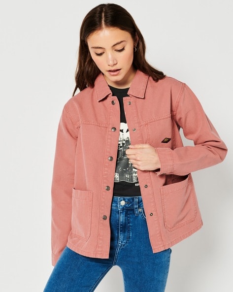 Superdry pink sale denim jacket