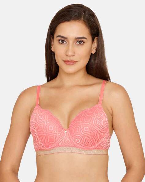 Buy Zivame Damask Push-Up Wired Medium Coverage T-Shirt Bra