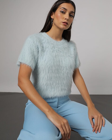 Fur hot sale sleeve jumper