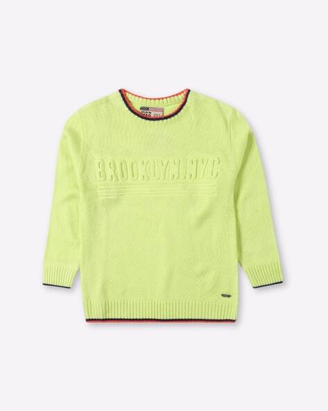 Typographic Embossed Round-Neck Sweater