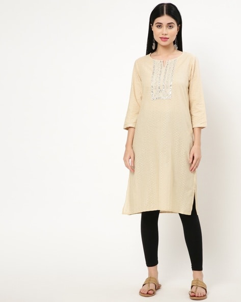 Shop Beige cotton silk kurta set with chanderi Benarasi dupatta - Set of  three | The Secret Label | Benarasi dupatta, Indian designer outfits, Dress  indian style