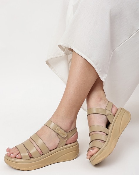 Beige velcro online sandals