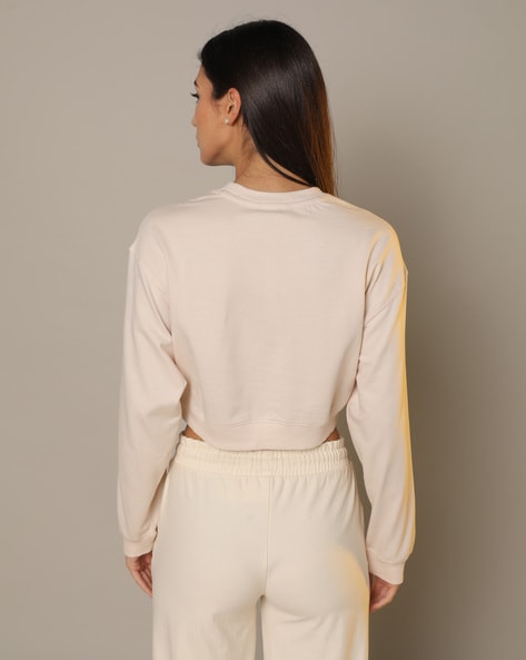 Beige WOMAN Oversize Fit Printed Long Sleeve Sweatshirt 2891564