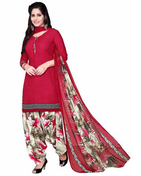 Ethnic Print Unstitched Dress Material Price in India