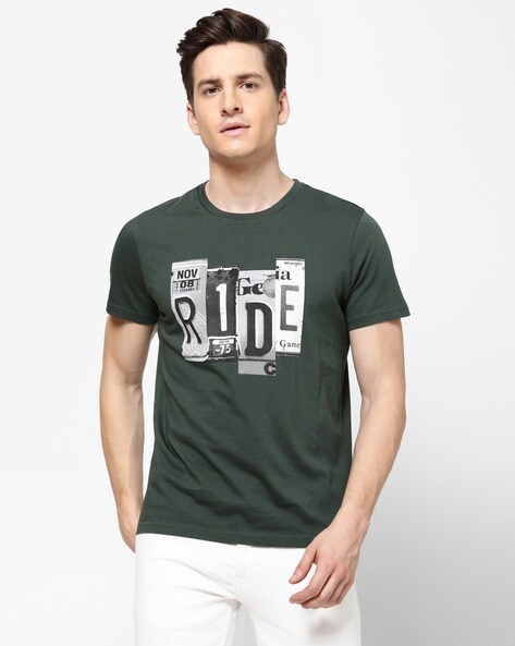 Wrangler Printed Men Round Neck Green T-Shirt - Buy Wrangler Printed Men  Round Neck Green T-Shirt Online at Best Prices in India