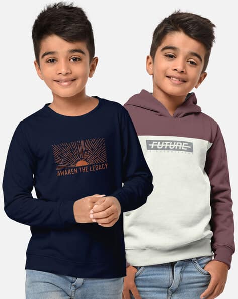 Pack of Typographic Print Hoodies