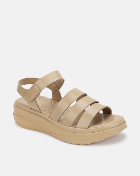 Strappy Platform Sandals with Velcro Closure