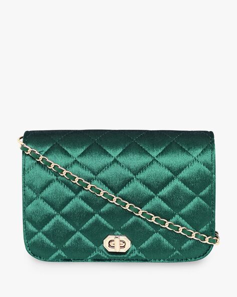 Buy QUILTED CHAIN-STRAP GREEN PURSE for Women Online in India
