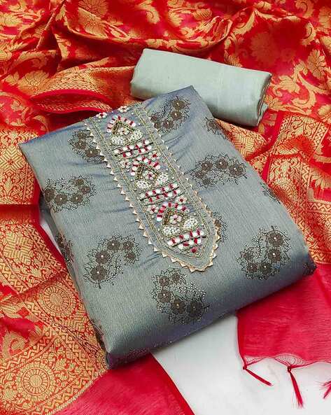 Embellished Unstitched Dress Materials Price in India