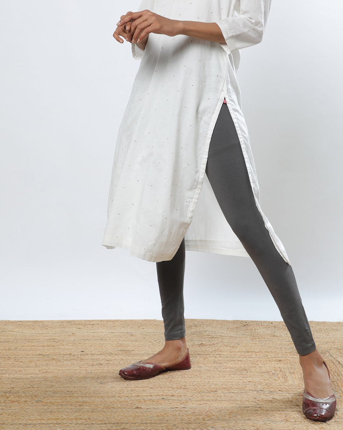 Buy Grey Leggings for Women by Svrnaa Online