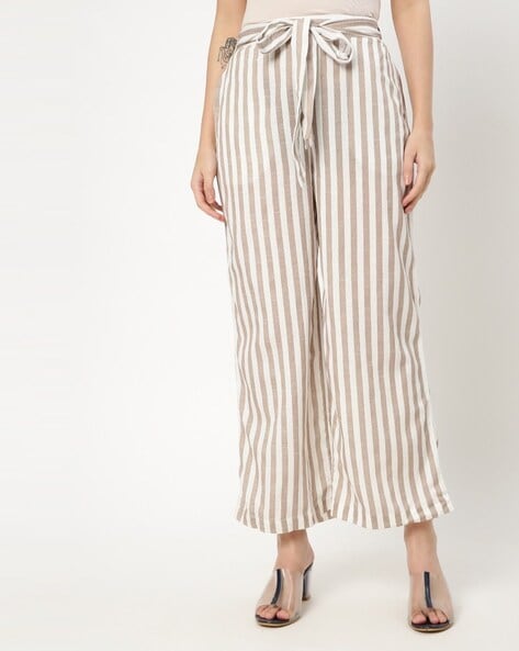Striped Palazzos with Waist Tie-Up Price in India