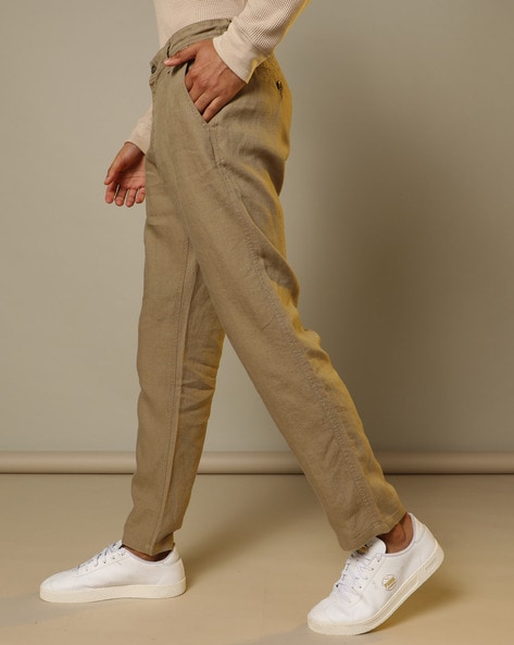 Buy HM Men Beige Slim Fit Linen Regular Trouser  Trousers for Men  11844516  Myntra