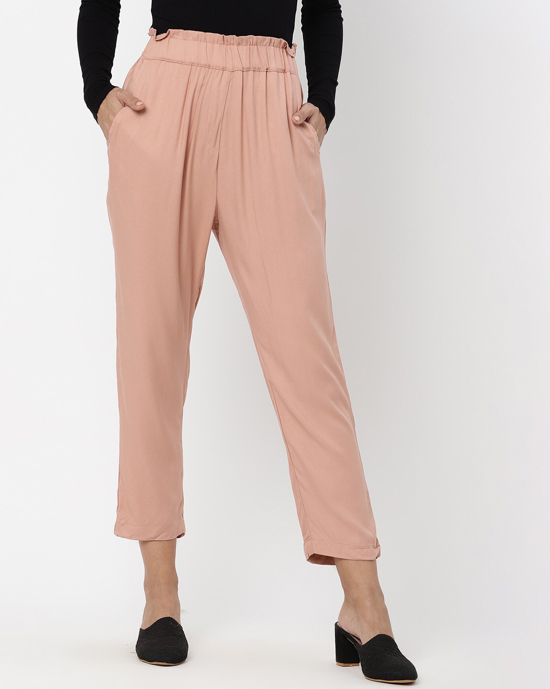 Buy Black Trousers & Pants for Women by FNOCKS Online | Ajio.com