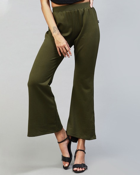 Buy Tokyo Talkies Women Green Slim Fit Trousers - Trousers for Women  16514010 | Myntra