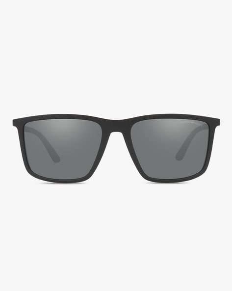 Buy EMPORIO ARMANI 0EA4161 Mirrored Lens Rectangular Sunglasses | Black  Color Men | AJIO LUXE