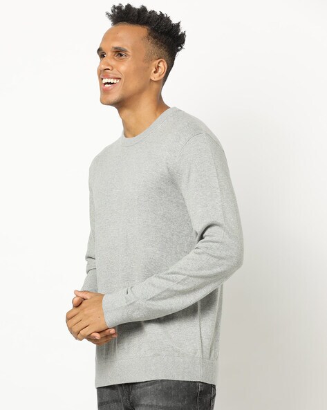 Textured Cotton Crew-Neck Pullover