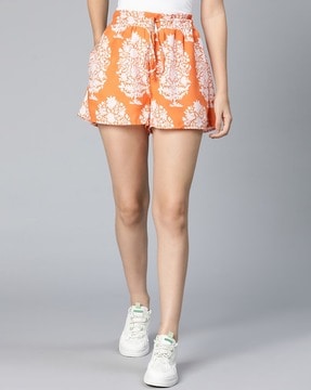 Orange floral sale shorts