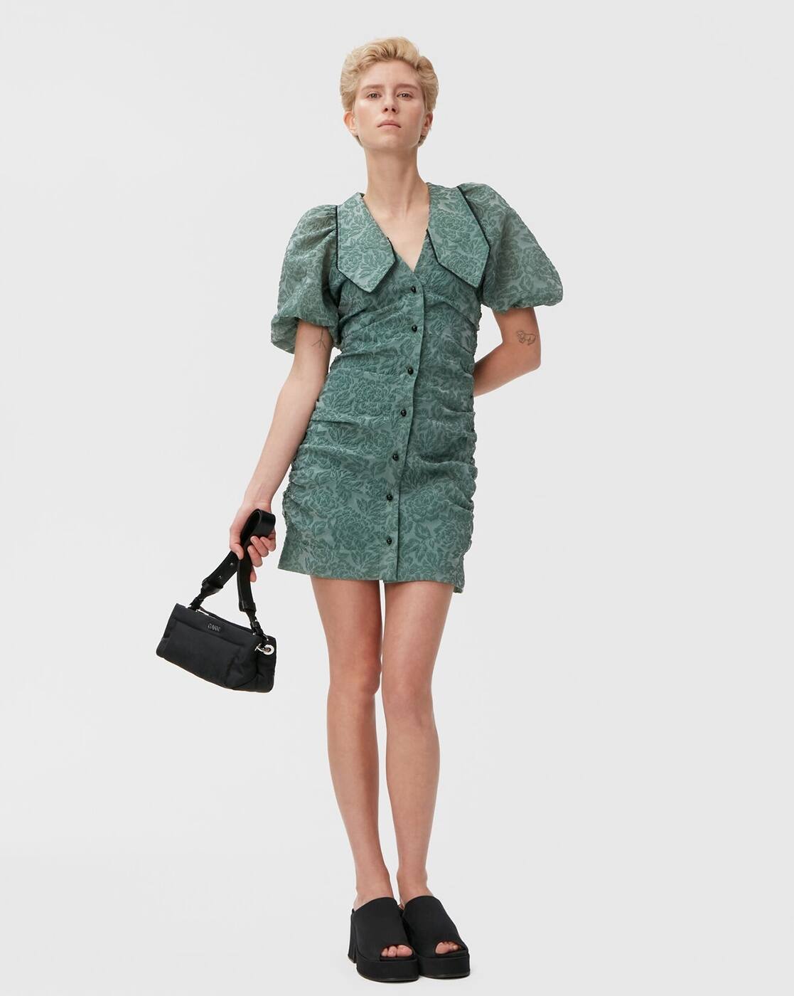 スカート GANNI Organza Jacquard Elasticated Skirt GANNI FLORAL ORGANZA JACQUARD LONG ELASTICATED SKIRT