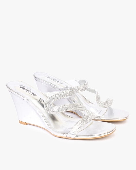 Silver discount diamante heels