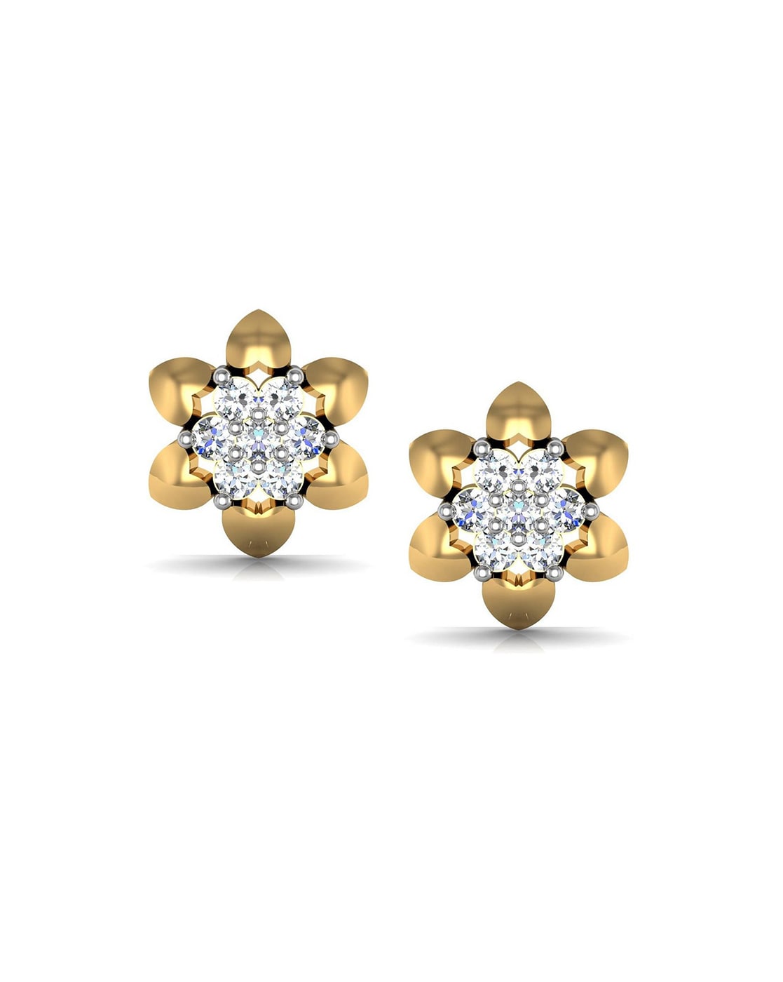Men's Multi-Diamond Flower Diamond Stud Earrings 14K Gold
