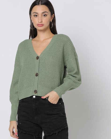 Buy Green Sweaters & Cardigans Women by ISCENERY BY VERO MODA Online | Ajio.com
