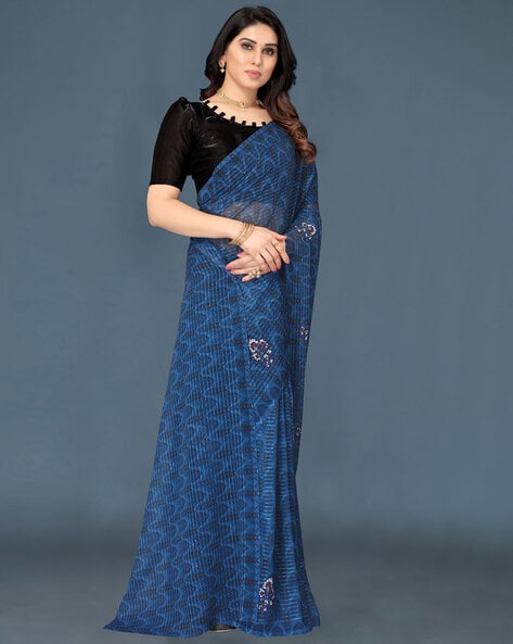 62% OFF on Tulsi Myntra Blue Net Border Work Saree With Blouse Piece on  Snapdeal | PaisaWapas.com