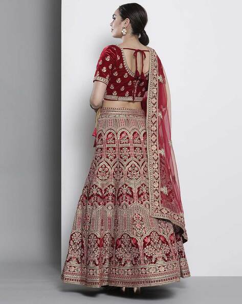 Machine Maroon Designer Velvet Lehenga Choli at Rs 4795 in Surat | ID:  25911768155