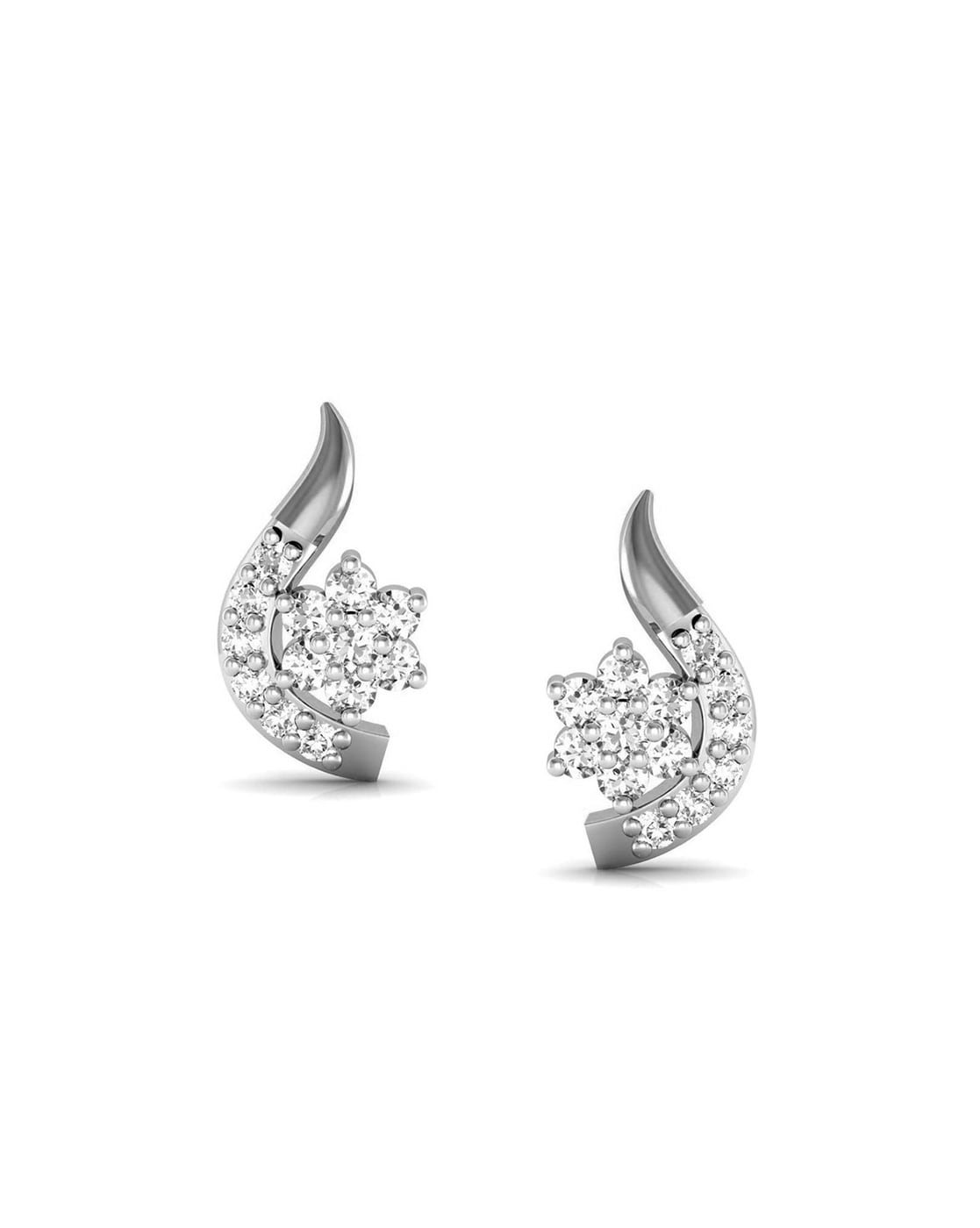 Surreal Dainty Diamond Stud Earrings in White Gold