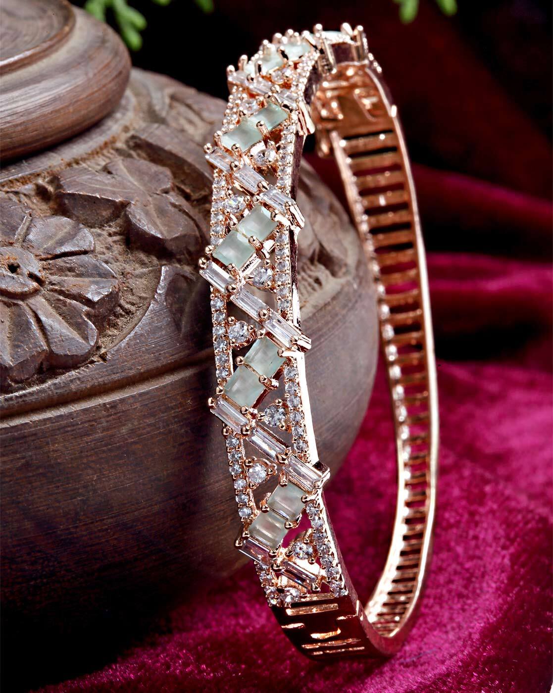 Buy White Gold Bangle Diamond Bracelet Womens Solid Genuine Thin Online in  India  Etsy