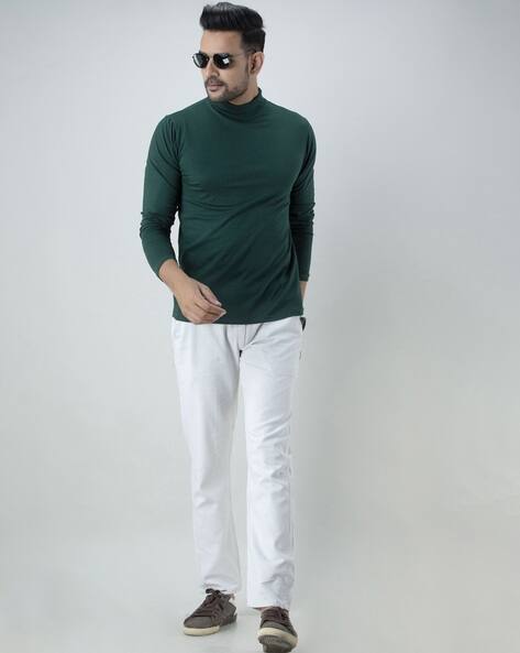 green high neck t shirt