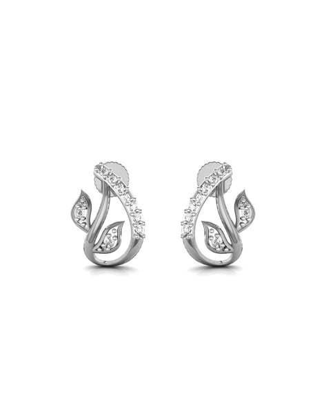 Buy quality 14k white gold diamond halo snowflake stud earrings in Pune