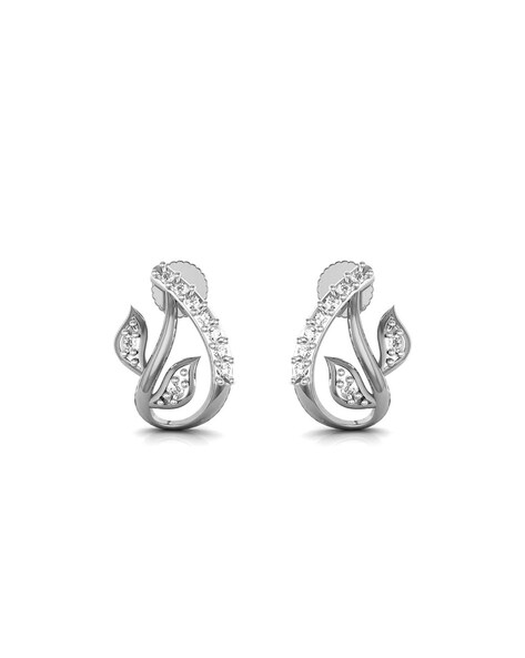 Julie Earrings | White Gold Round Classic Diamond Studs Screwback