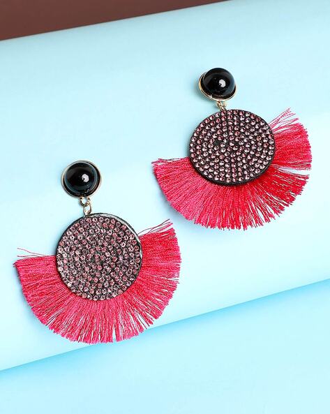 Tinsel Pom Pom Earrings | Red+White+Blue – Southern Routes