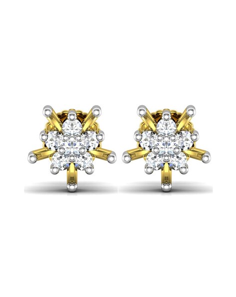 Gold Plated Square Magnetic Clip On Stud Earrings Created with Zircondia®  Crystals by Philip Jones Jewellery