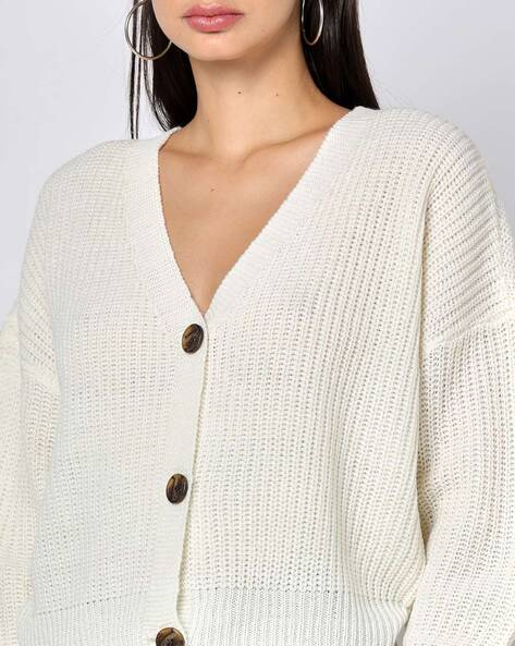 white button up cardigan sweater