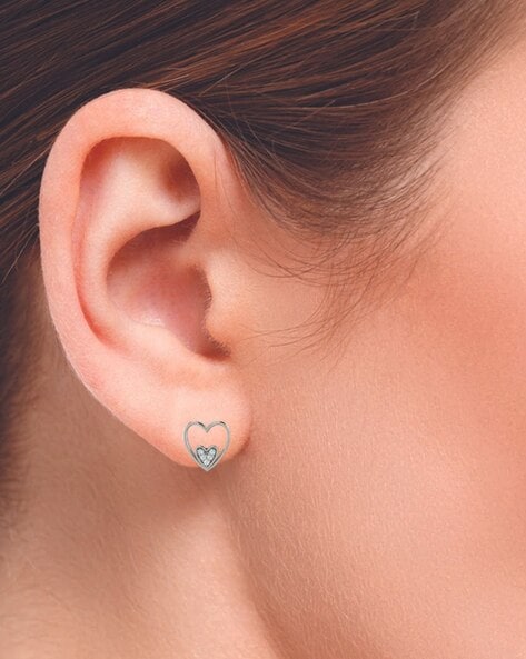 Diamond Essence Heart Shaped Lever Back Earrings