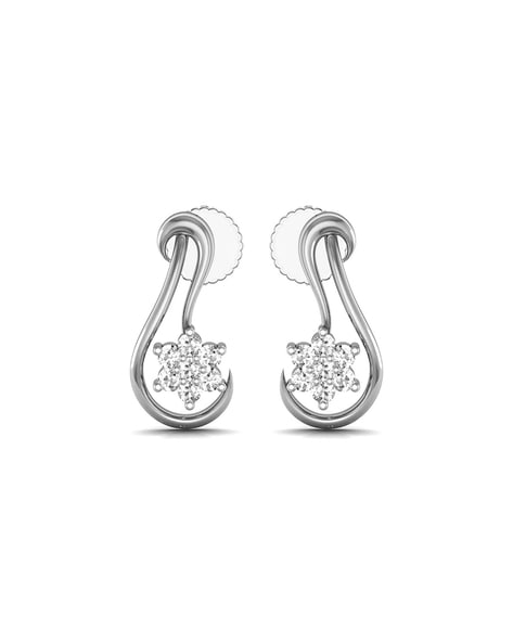 Beautiful 14K Karat Solid White Gold Designer Round Cut Diamond Stud  Earrings | eBay