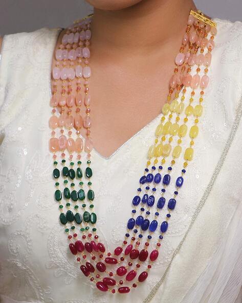 Multi layer semiprecious beads necklace - Sriethnics