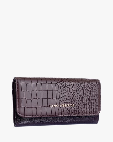 Croc-Embossed Tri-Fold Wallet