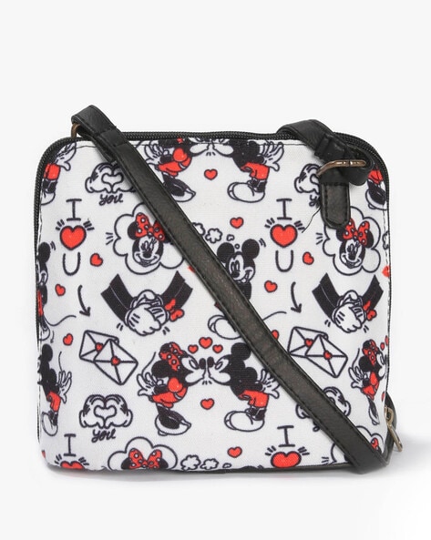 Disney Parks Minnie Mouse Black Wallet-Crossbody, Red/White