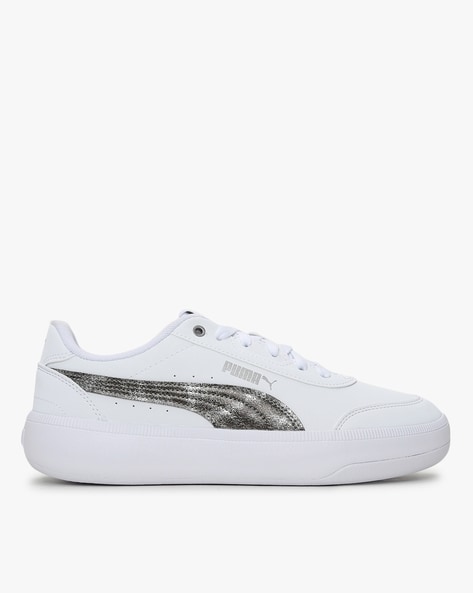 puma leather white sneakers