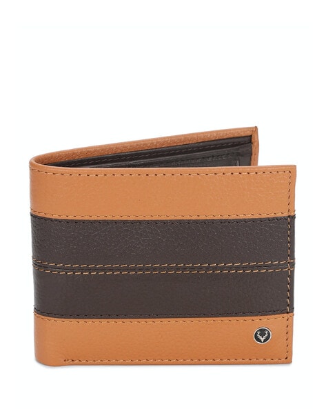 Allen Solly Men Brown Textured Genuine Leather Wallet