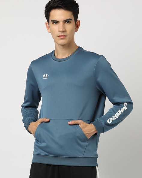 Men's crew neck 2024 sweatshirt with kangaroo pocke