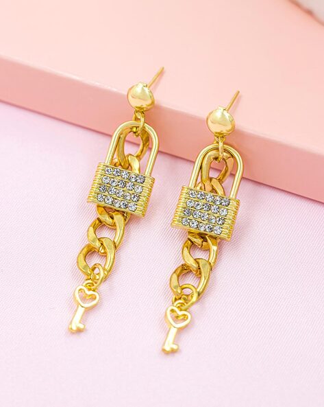 Ella Key Lock 18K Gold Plated Cubic Zirconia Earrings – Eye Candy Los  Angeles